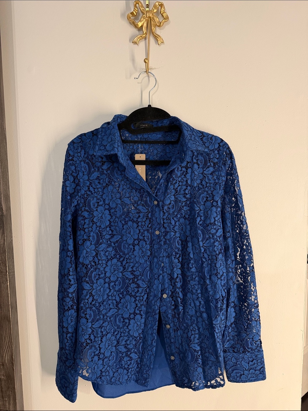 J. CREW Blue Lace Button-Up Shirt